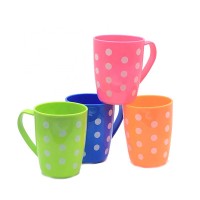 12 oz Cute Dot Pattern Bathroom Cups BPA Free Juice Mug PP Plastic Milk Cup With Handle for Kids