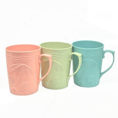 16OZ Relief Pattern Toothbrushing Cup Unbreakable Plastic Cups BPA Free Milk Juice Mug for Kids Camping Travel Water